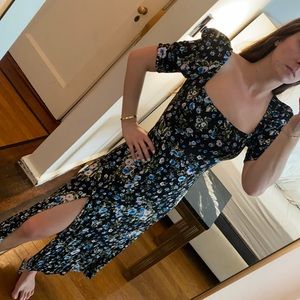 Black Floral Zara Dress Sz M